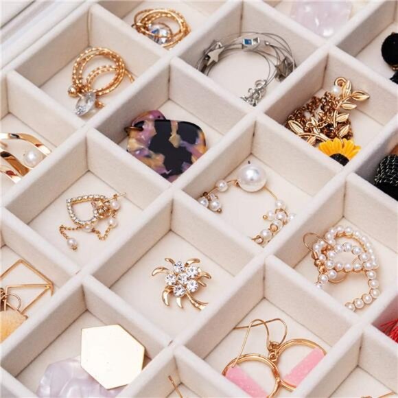 35 Grid Earring Organizer Velvet Jewelry Tray Organizer Felt Jewelry Box Tray - Picture 4 of 8